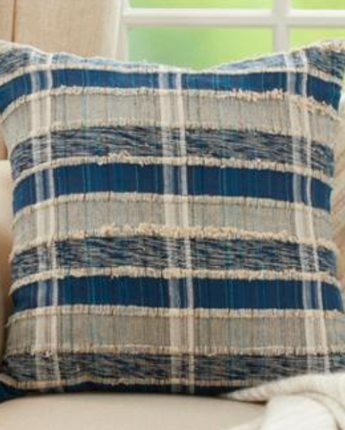 Cojin Tejido a Rayas Blue Relleno Plumon .50x .50