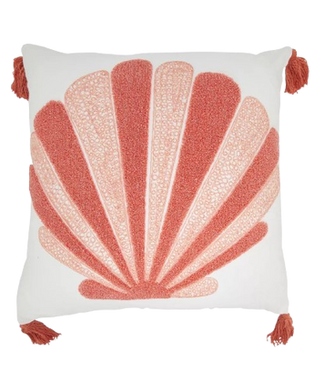 COJIN CONCHA BORDADA CORAL