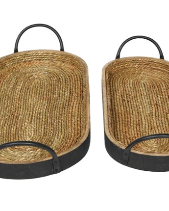 JUEGO DE CHAROLAS OVAL TEJIDO NEGRO